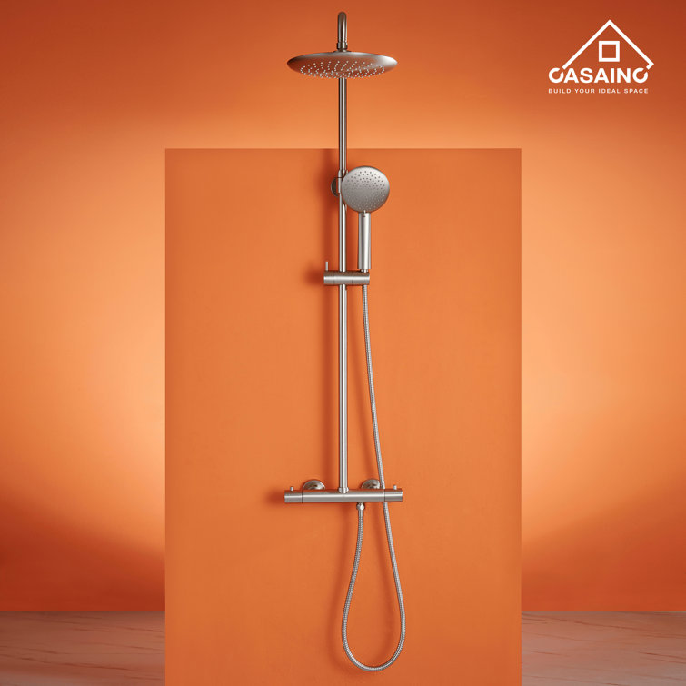 Brushed Nickel Wall Mounted Rain Shower System with Handheld