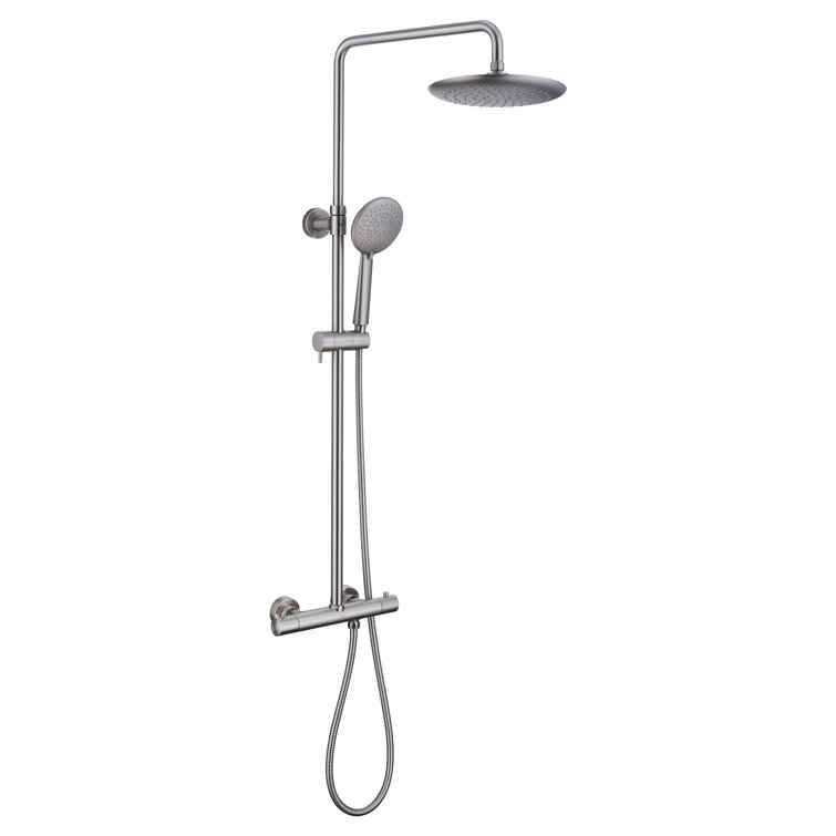 Brushed Nickel Wall Mounted Rain Shower System with Handheld