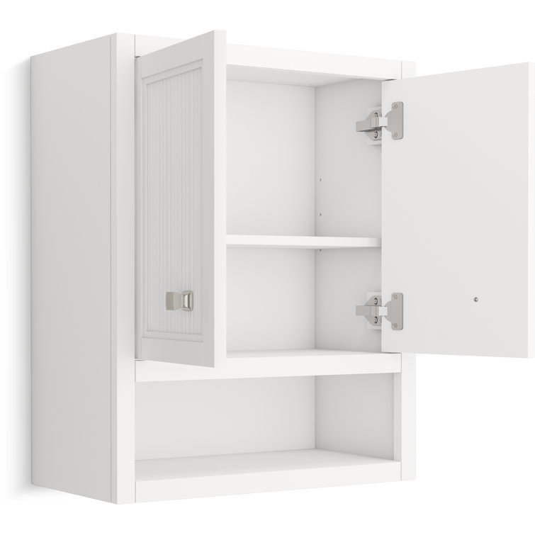 Hearthaven 24" White MDF Wall Cabinet with Nickel Hardware