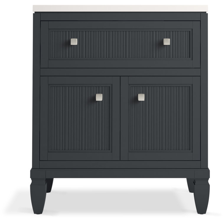 Hearthaven 30'' Slate Gray Freestanding Bathroom Vanity with Quartz Top