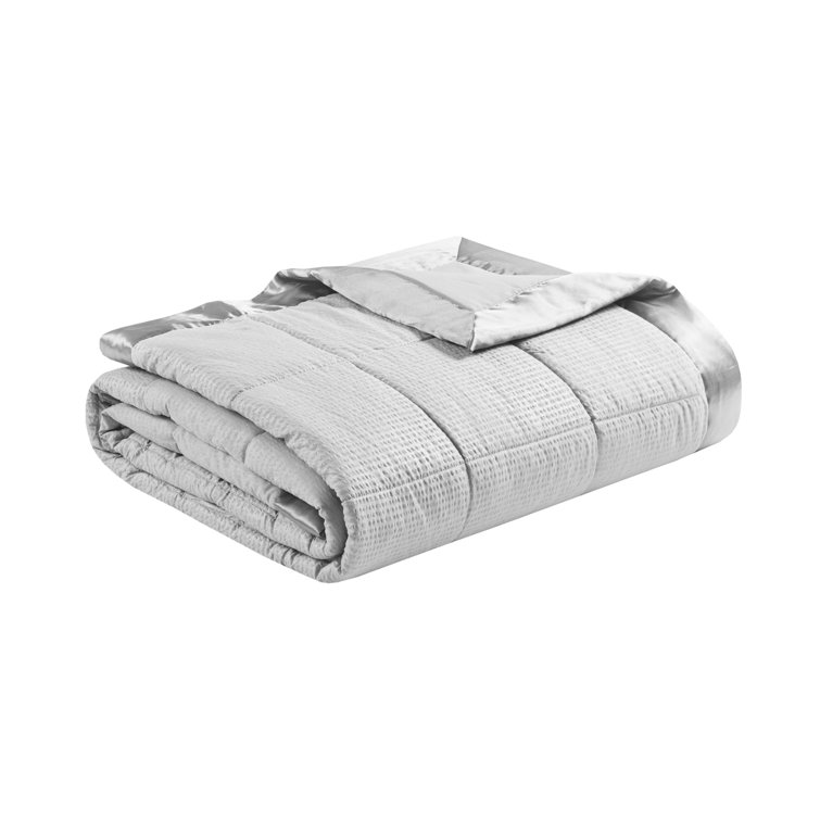 Gray King Machine Washable Reversible Down Alternative Blanket with Satin Trim