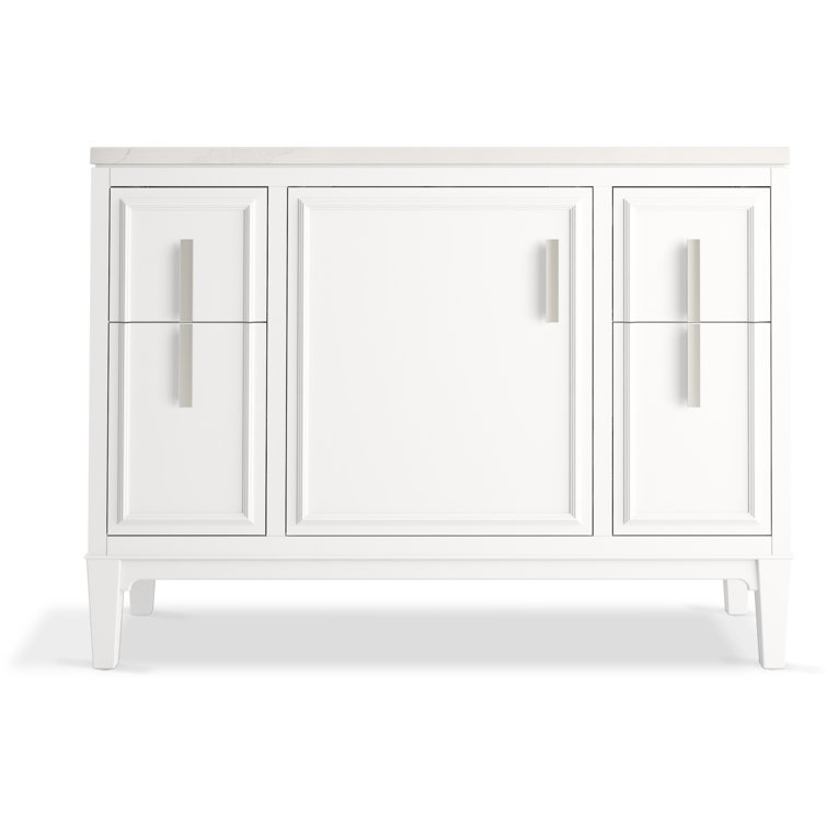 Southerk 48-Inch White Painted Freestanding Bathroom Vanity with Quartz Top