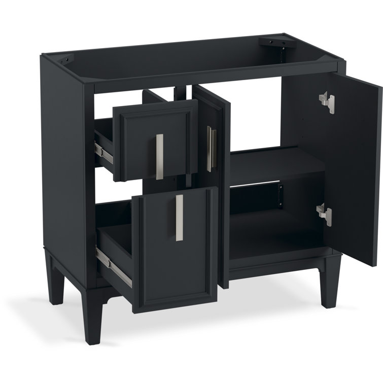 Slate Grey 36-Inch MDF Bathroom Vanity with Quartz Top