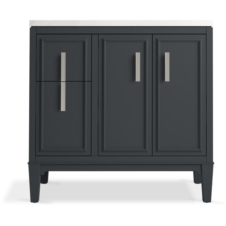 Slate Grey 36-Inch MDF Bathroom Vanity with Quartz Top