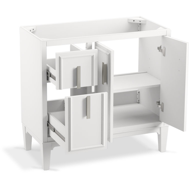 Southerk 36-Inch White Freestanding Bathroom Vanity Set with Quartz Top