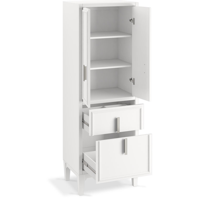 Southerk 70-Inch White Maple Linen Tower Cabinet