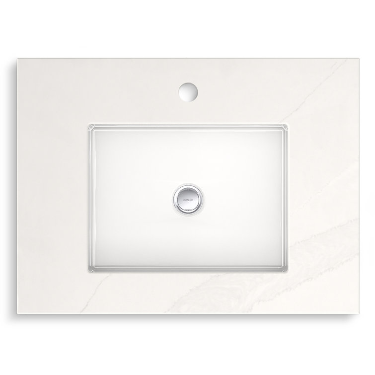 White 24-Inch Freestanding Bathroom Vanity with Quartz Top