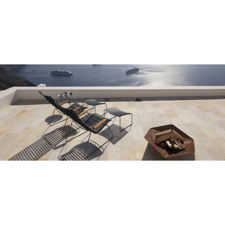 Pine Green Adjustable Outdoor Lounge Chair with Wooden Armrests