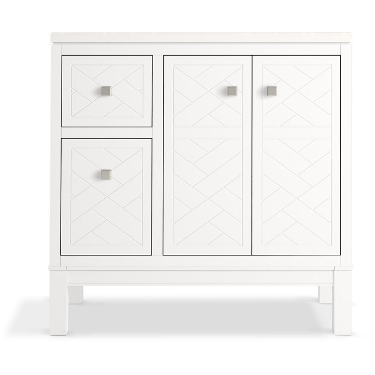Beauxline Traditional 36-Inch White Quartz Bathroom Vanity Set