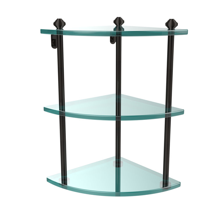Oil Rubbed Bronze 3-Tier Glass Corner Shelf