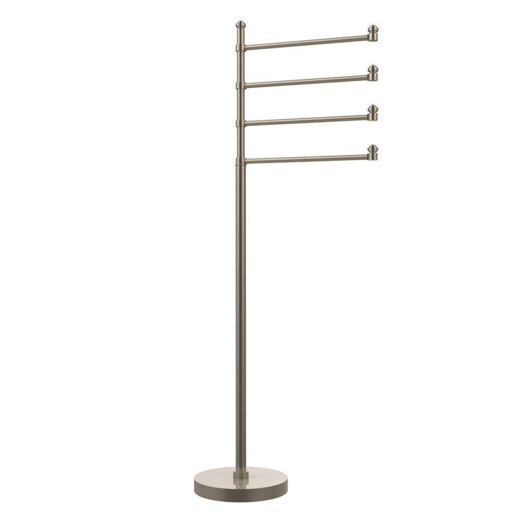 Antique Pewter Freestanding Towel Stand with Pivoting Arms