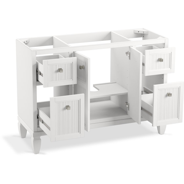 Hearthaven 48-Inch White MDF Bathroom Vanity with Quartz Top