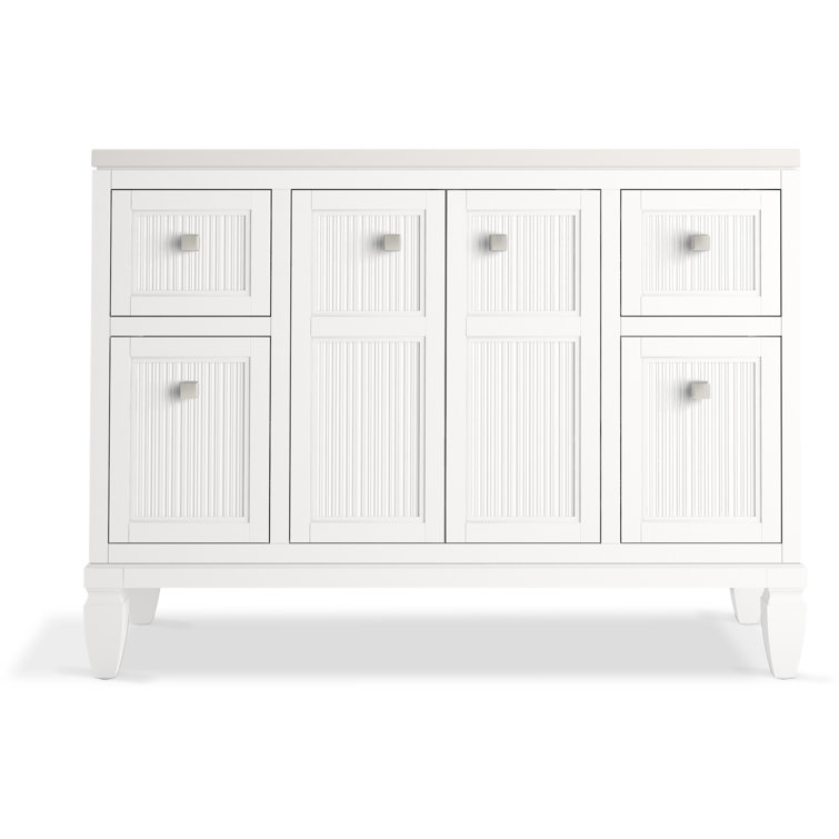 Hearthaven 48-Inch White MDF Bathroom Vanity with Quartz Top