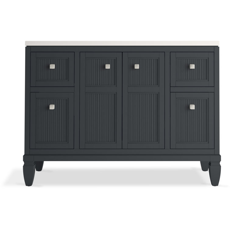 Slate Grey 48-Inch MDF Bathroom Vanity with Quartz Top