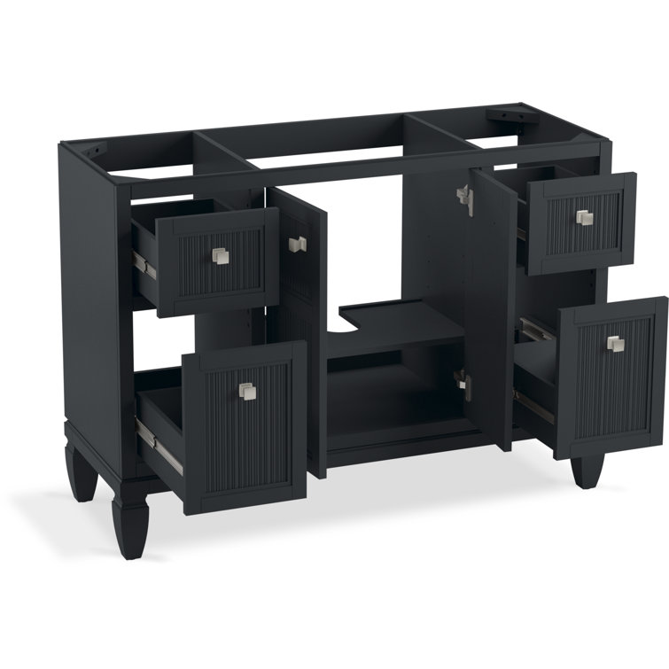Slate Grey 48-Inch MDF Bathroom Vanity with Quartz Top