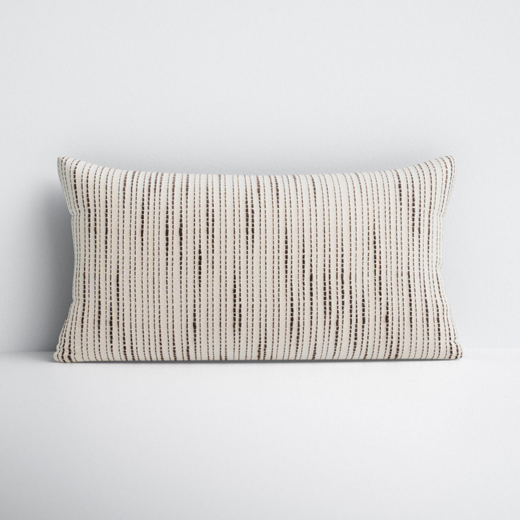 Dodson Embroidered Cotton Lumbar Pillow Cover, 12" x 24"