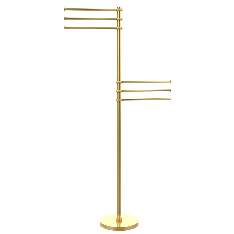 Polished Brass Freestanding Towel Stand with Pivoting Arms