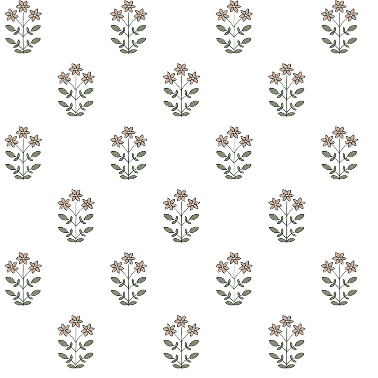 Pink Floral Non-Woven Removable Wallpaper