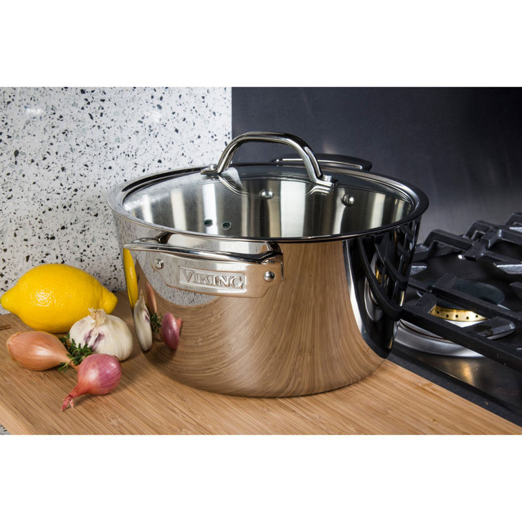 Viking 3.4 Quart Stainless Steel Soup Pot with Glass Lid
