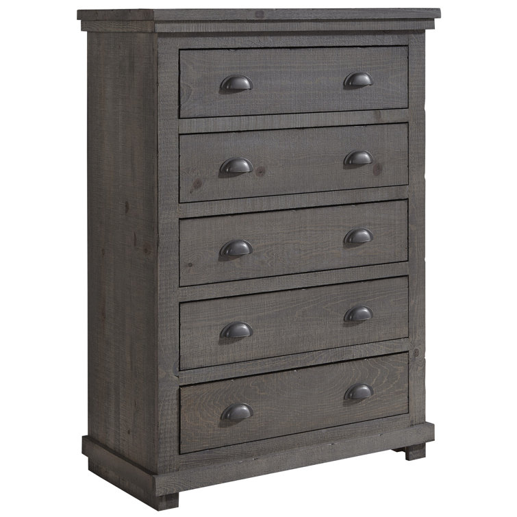 Willow Transitional 5-Drawer Chest in Distressed Dark Gray