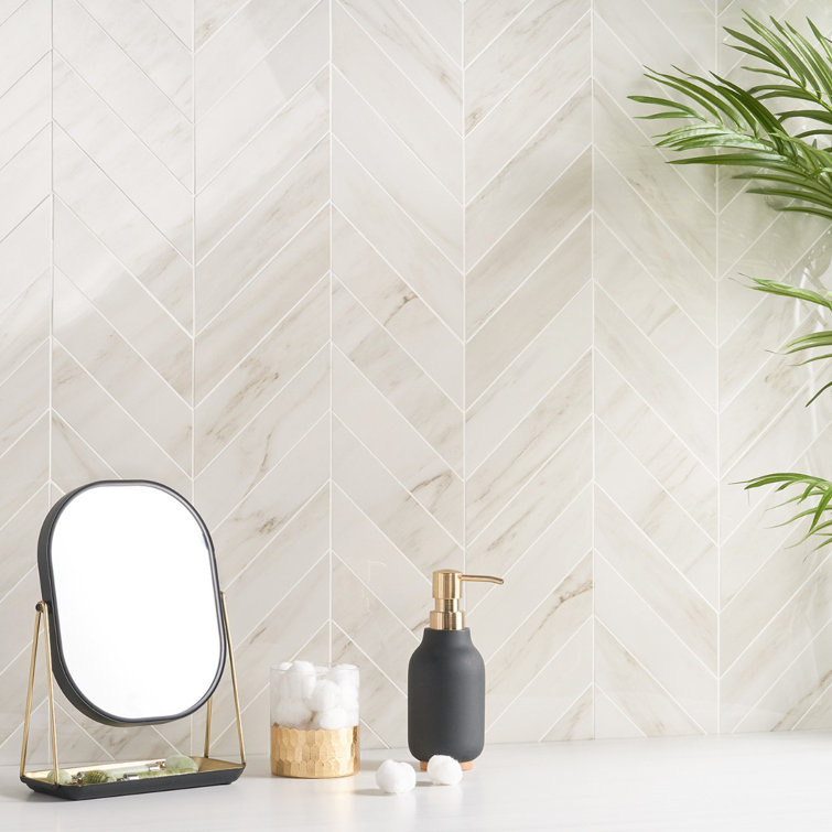 Dolomite Snow Polished Porcelain Marble Look Mosaic Tile