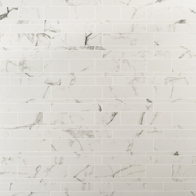 Saroshi Statuario Venato Matte Porcelain Marble Look Mosaic Tile