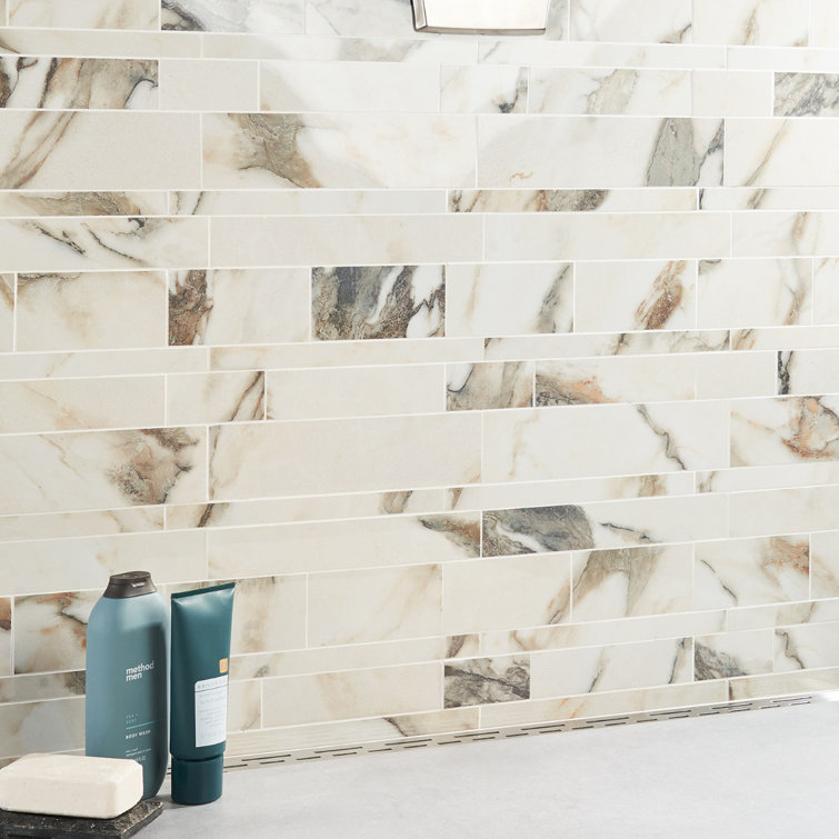 Calacatta Rustico Polished Porcelain Marble Look Mosaic Tile