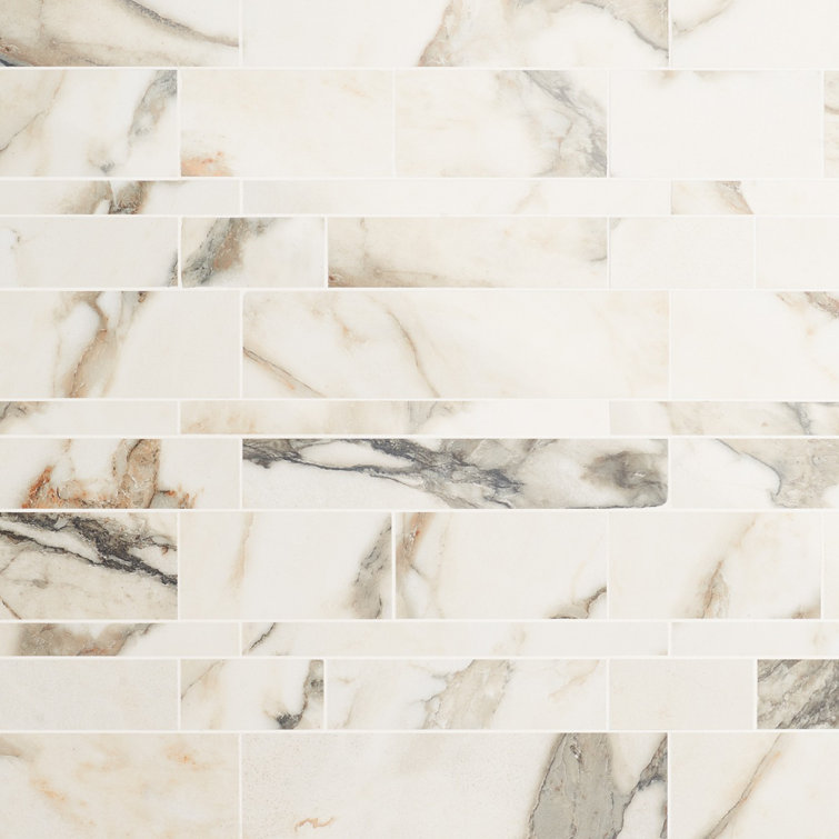 Calacatta Rustico Polished Porcelain Marble Look Mosaic Tile