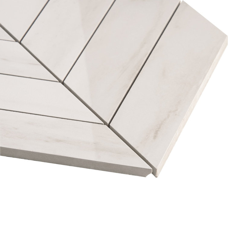 Dolomite Snow Polished Porcelain Marble Look Mosaic Tile