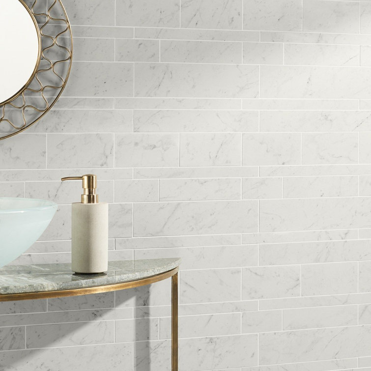 Saroshi 12x12 Matte White Porcelain Marble Look Mosaic Tile