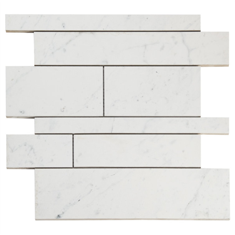 Saroshi 12x12 Matte White Porcelain Marble Look Mosaic Tile