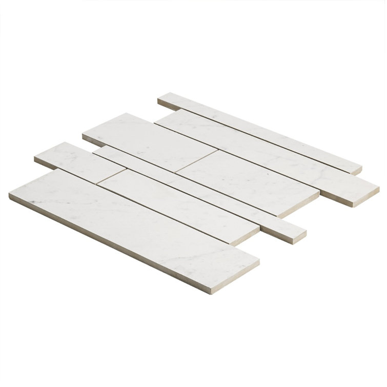 Saroshi 12x12 Matte White Porcelain Marble Look Mosaic Tile