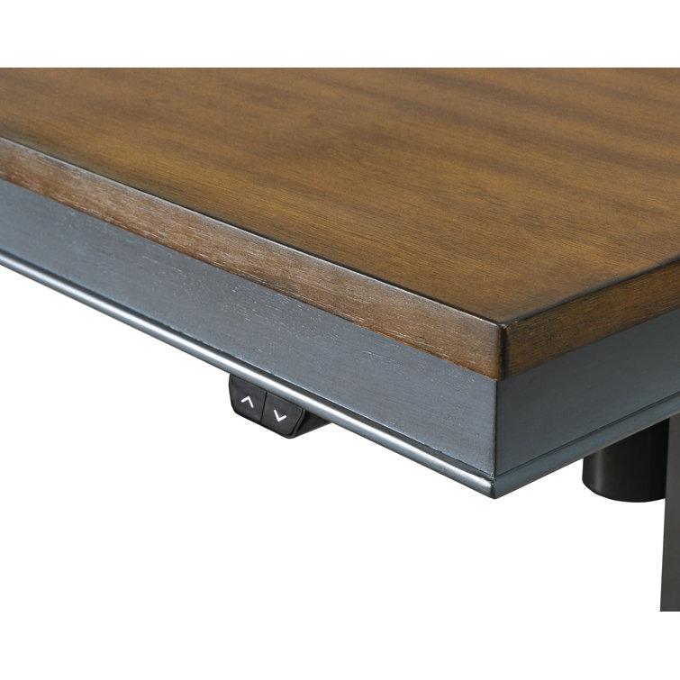 Fairmont Transitional Blue and Brown Adjustable Home Office Desk