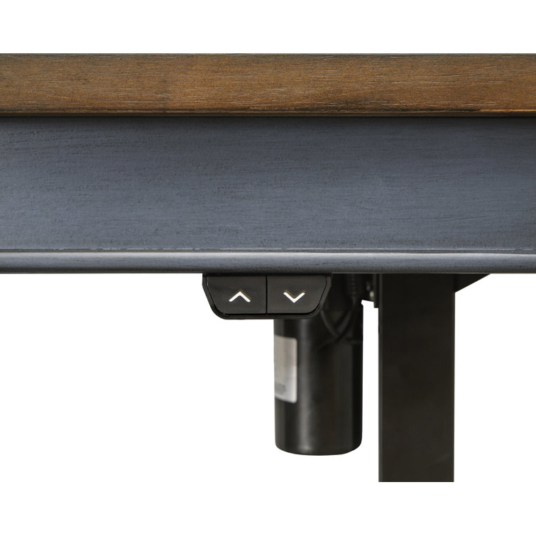 Fairmont Transitional Blue and Brown Adjustable Home Office Desk