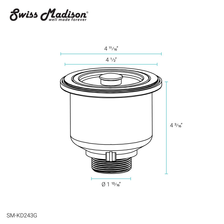 Gold Stainless Steel 4.5" Basket Drain for Kitchen Sink