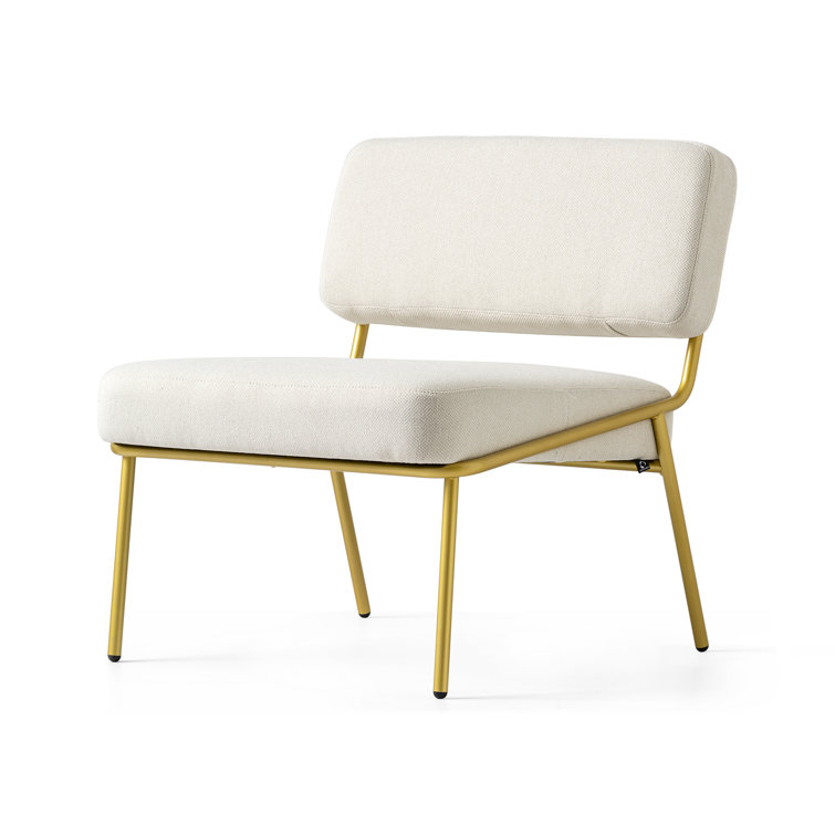 Burgundy Polyester Upholstered Side Chair with Painted Brass Legs