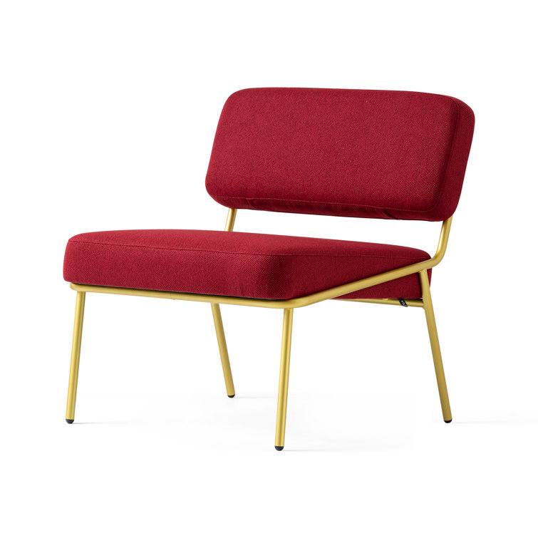 Burgundy Elegance Polyester Upholstered Side Chair with Painted Brass Metal Legs