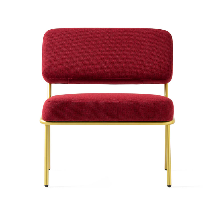 Burgundy Elegance Polyester Upholstered Side Chair with Painted Brass Metal Legs
