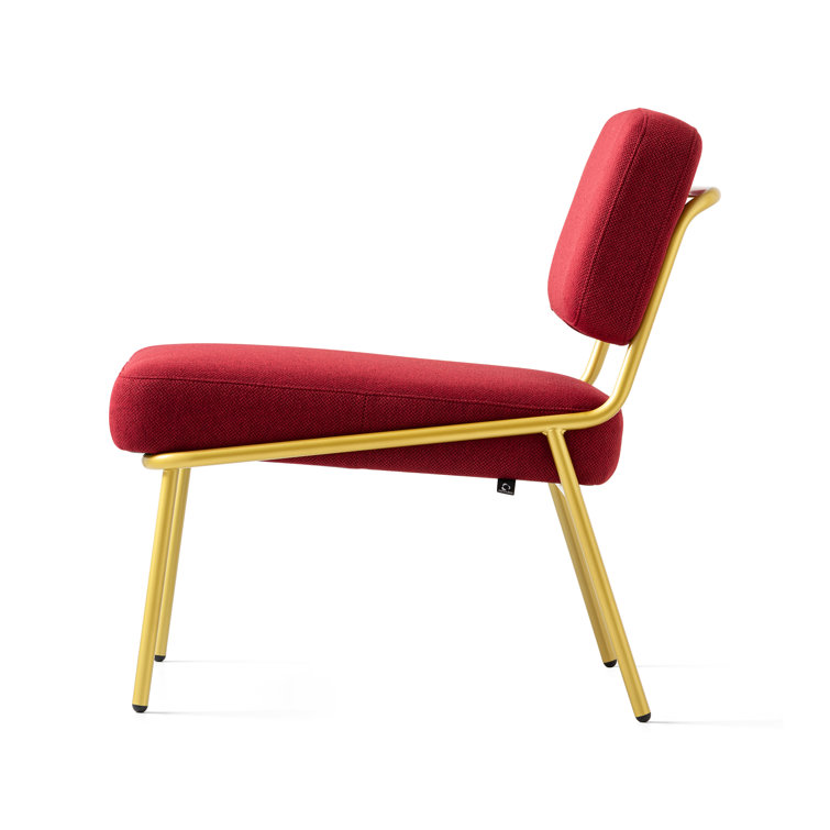 Burgundy Elegance Polyester Upholstered Side Chair with Painted Brass Metal Legs