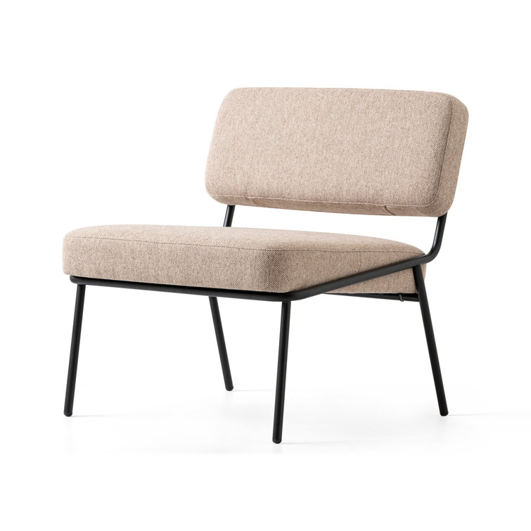 Modern Taupe Upholstered Side Chair with Matte Black Metal Frame