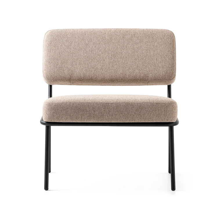 Modern Taupe Upholstered Side Chair with Matte Black Metal Frame