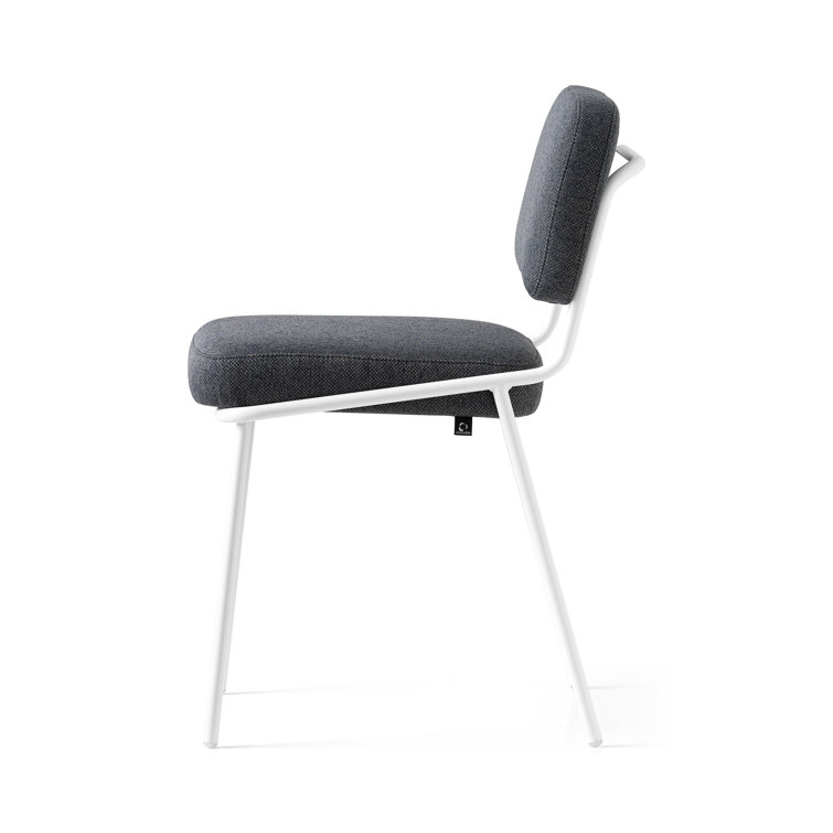 Sixty Matt Optic White Metal Frame Black Upholstered Side Chair