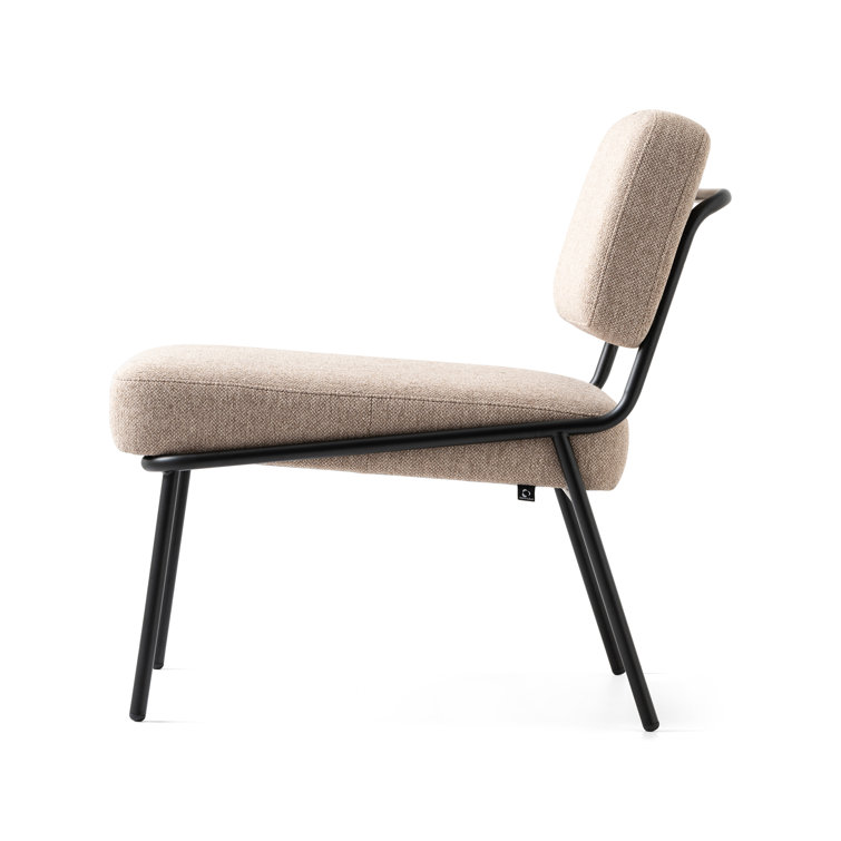 Modern Taupe Upholstered Side Chair with Matte Black Metal Frame