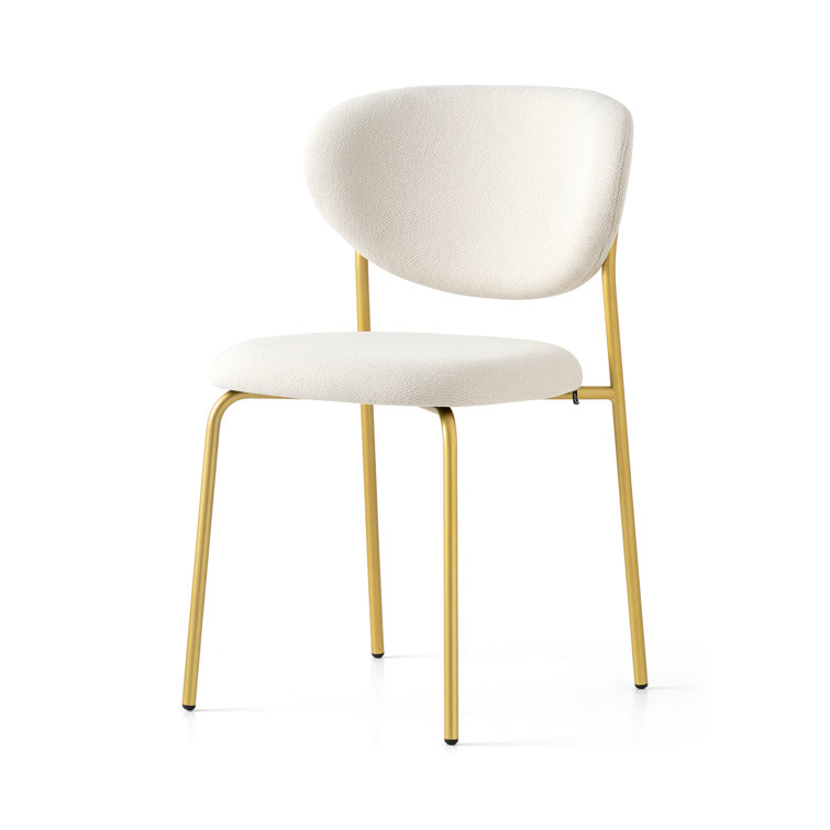 Elegant White Polyester Upholstered Chair with Metal Frame