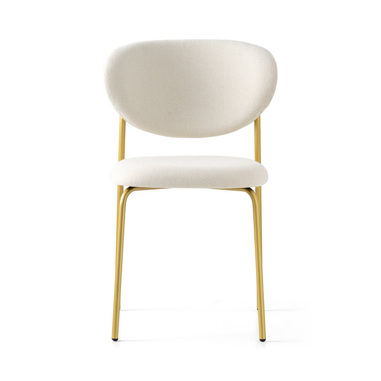 Elegant White Polyester Upholstered Chair with Metal Frame