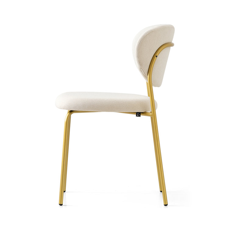 Elegant White Polyester Upholstered Chair with Metal Frame