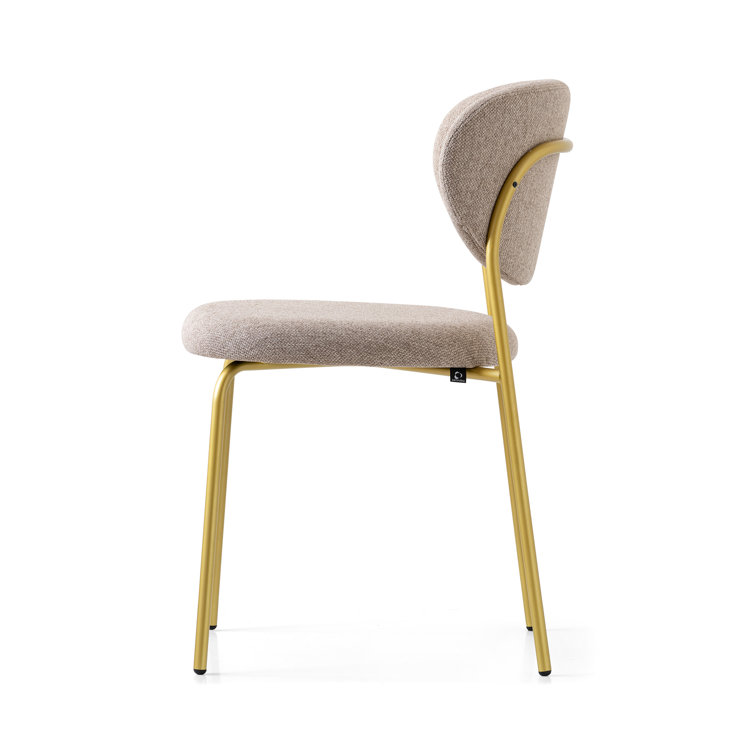 Elegant White Polyester Upholstered Chair with Metal Frame