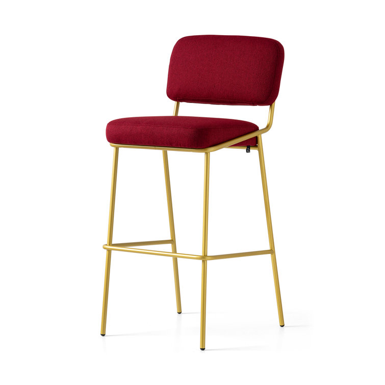 Retro Brass & Black Square Base Low Back Bar Stool