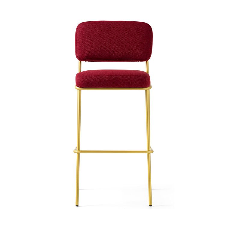 Retro Brass & Black Square Base Low Back Bar Stool