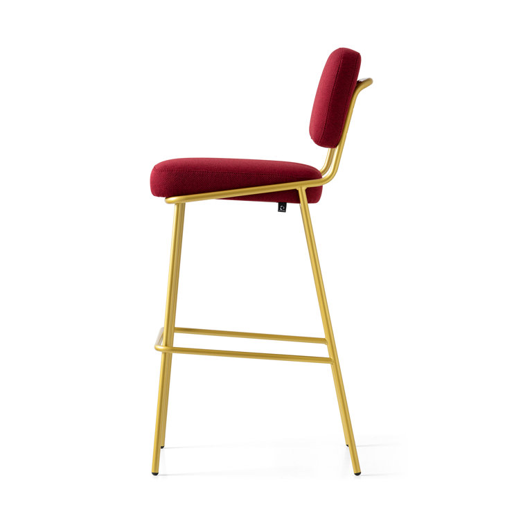 Retro Brass & Black Square Base Low Back Bar Stool